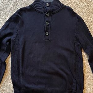 Men's Navy Sweater with Button Collar
